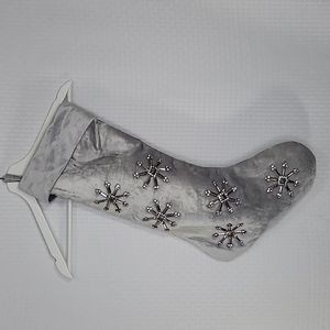 Silver Velour embellished holiday stocking Great condition